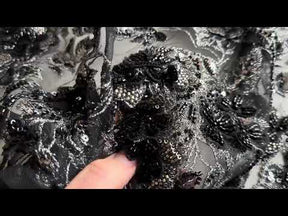 Black & Silver Embroidered Lace - Aretha
