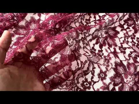 Red Metallic Chantilly Lace - P184