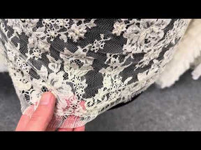 Ivory Beaded Sequin French Chantilly Edging - T268