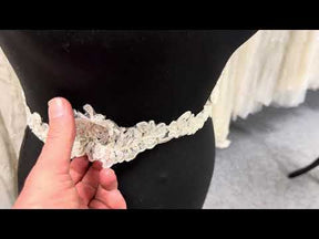 Ivory Ribbon and Bead Lace Trim - T272