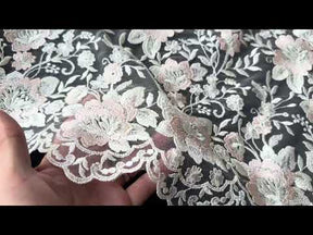 Ivory and Pink Embroidery Lace - EB5032