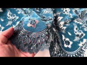 Teal 3D Velvet Lace - EB3023