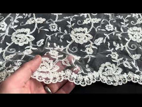 Ivory Corded Embroidery Lace - P430