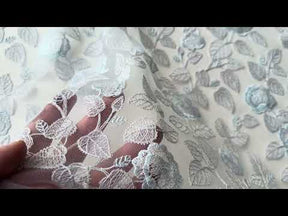 Silver and Blue Embroidery Lace - EB5042