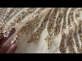 Gold Embroidery Beaded Tulle - EB1104