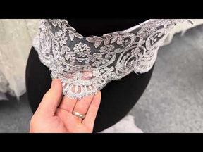 Grey Corded Lace Trim - T623