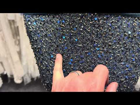 Navy Embroidered Beaded Tulle - EB1011