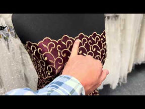 Dark Wine/Gold Embroidered Duchess Satin - P476