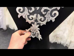 Ivory Beaded Lace Applique - T815