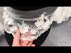 Ivory 3D Beaded Sequin Edging - T879