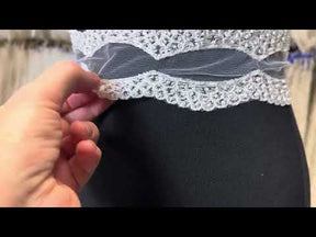 Ivory Beaded Embroidery Lace Trim - Aviana