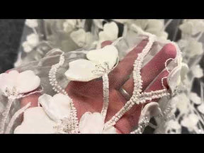 Ivory 3D Emb Beaded Tulle - EB1082