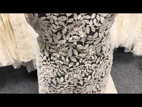 Ivory Embroidered Beaded Tulle - EB1052