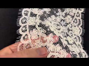 Ivory Corded and Beaded Lace Trim - Polly