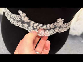 Ivory/Silver Embroidered Edging - T35