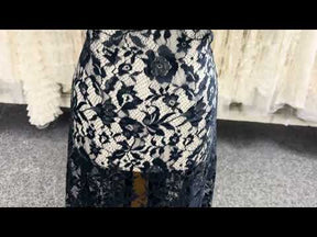 Navy Blue Silk Wool Italian Lace - P269