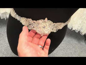 Ivory/Silver 3D Beaded Sequin Edging - T436