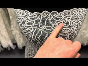 Ivory Embroidered Beaded Tulle - EB1025