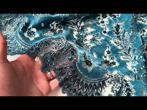 Teal 3D Velvet Lace - EB3023