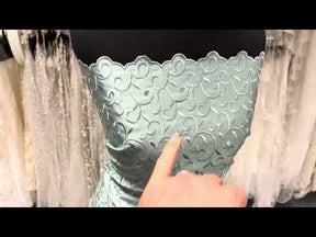 Misty Green Embroidered Duchess Satin - P476