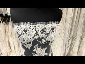 Ivory Corded & Beaded Chantilly Lace - P238