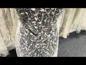 Ivory Emb Beaded Tulle - EB1081