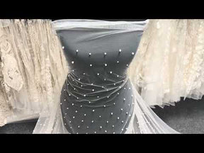 Ivory Beaded Tulle - EB1071