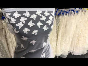 White Embroidered Butterfly Lace – EU5001