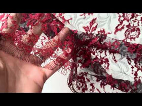 Wine & Black Chantilly Lace - P176