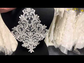 Ivory Sequined Lace Applique - Derrick