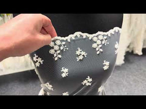 Ivory Emb Beaded Tulle - EB1067