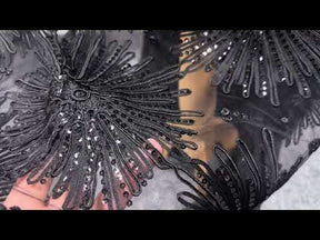 Black Corded & Sequinned Lace - Danuta