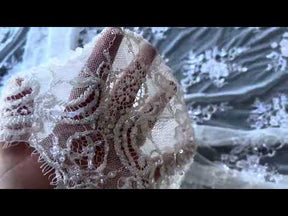 Ivory Hand Beaded Raschel Lace - Camryn