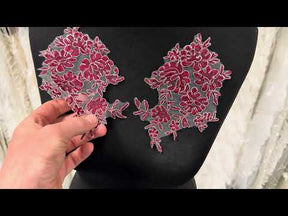 Wine and Silver Lace Appliques - T42