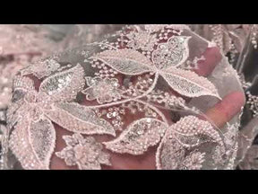 Ivory/Baby Pink Beaded Lace - EB1101