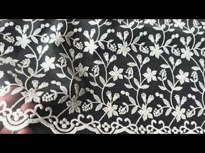 Ivory Embroidered Flower Lace - Lizzy