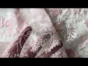 Pink Sequin Embroidered Lace - EB1102