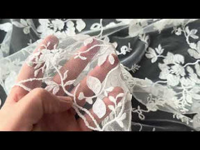 Ivory Sequin Floral Lace - EB3019