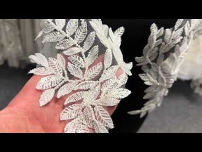 Ivory Beaded Lace Appliques - T944
