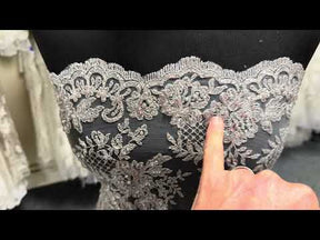 Grey Beaded Lace - P592
