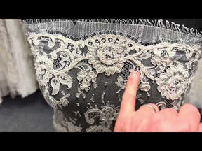Ivory Corded & Beaded Chantilly Lace - P207