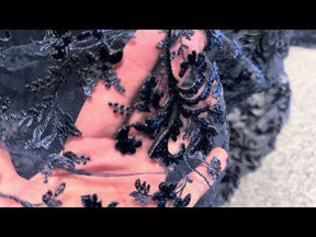 Navy Velvet Embroidery Lace - Madina