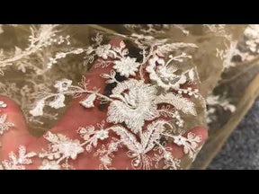 Ivory on Nude Embroidery Lace - EB3027
