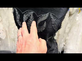 Black Embroidered Velvet - EB6004