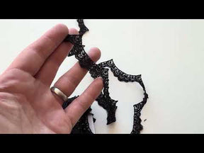 Black Beaded Lace Trim - T17