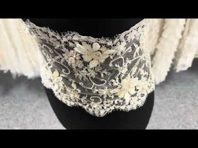 Ivory Beaded Sequined French Lace Edging - T266