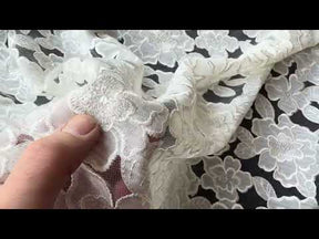 Ivory Embroidered Sequin Tulle - EB3003