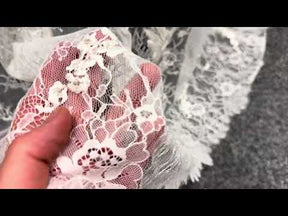 Ivory Embroidered Chantilly Lace - P872