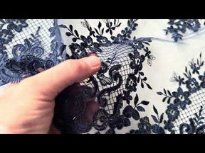 Navy Corded Lace - LA7009