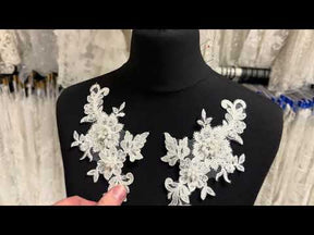 Ivory Beaded Lace Appliques - T693
